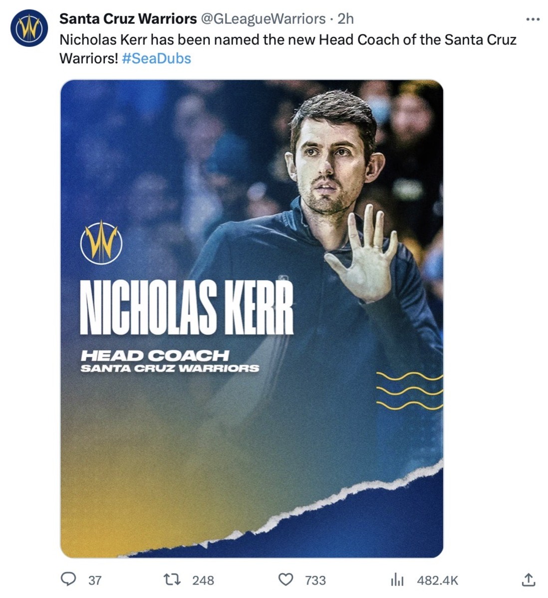 Steve Kerr's son, Nick, promoted to head coach of Santa Cruz