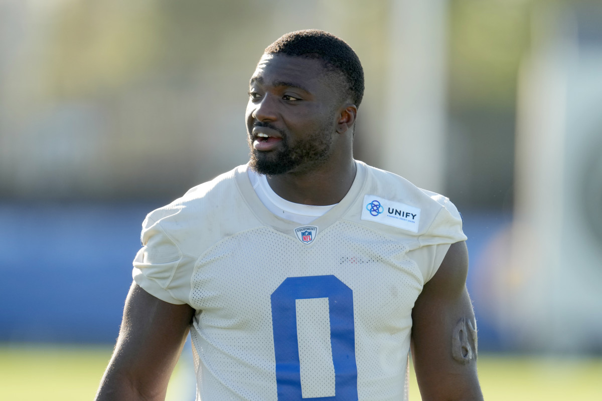 Los Angeles Rams OLB Byron Young during NFL training camp in Irvine, California, on July 26, 2023. (Photo by Kirby Lee of USA Today Sports)