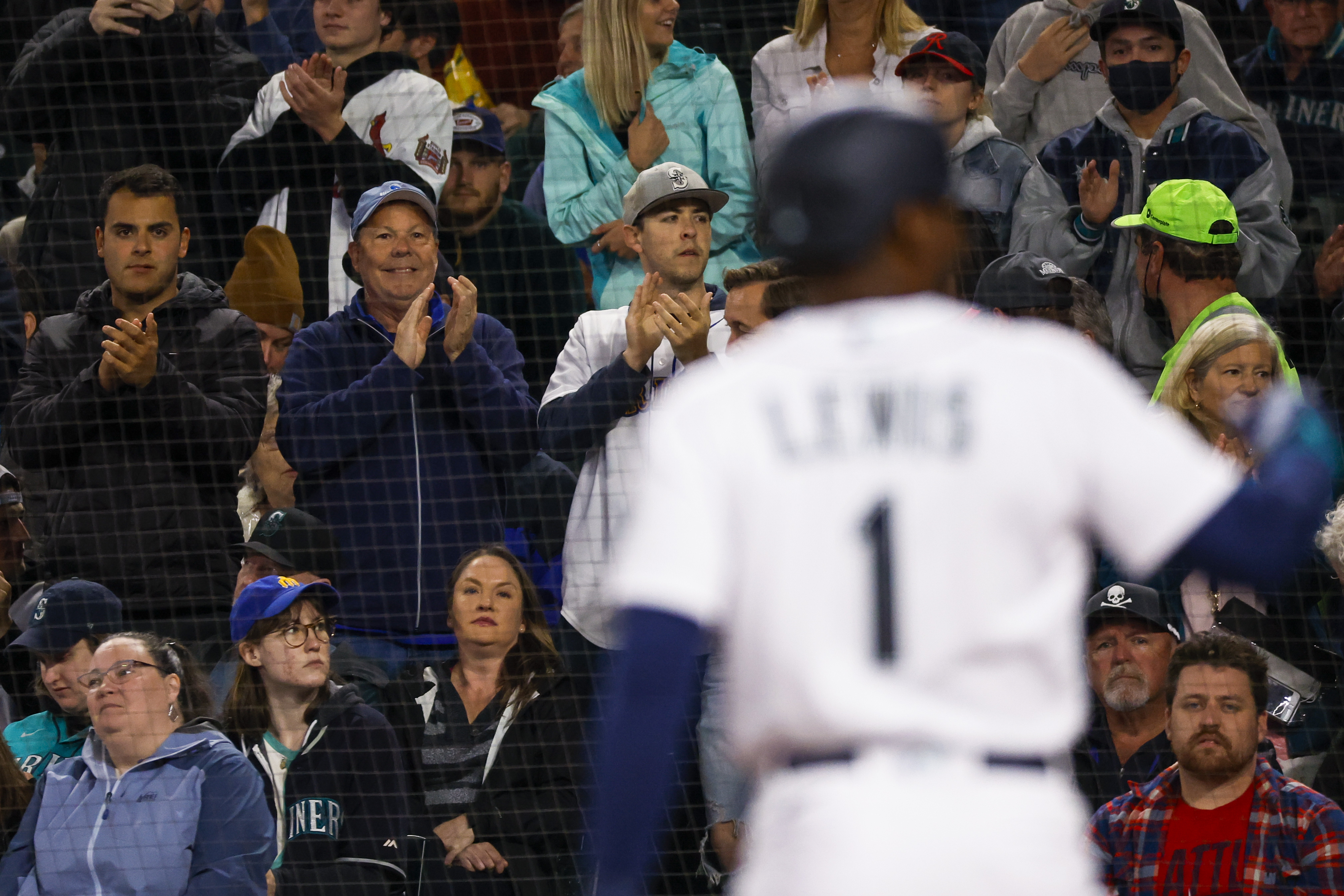 Seattle Mariners MLB Kyle Lewis On-Field Adjustable Navy & Teal Face C