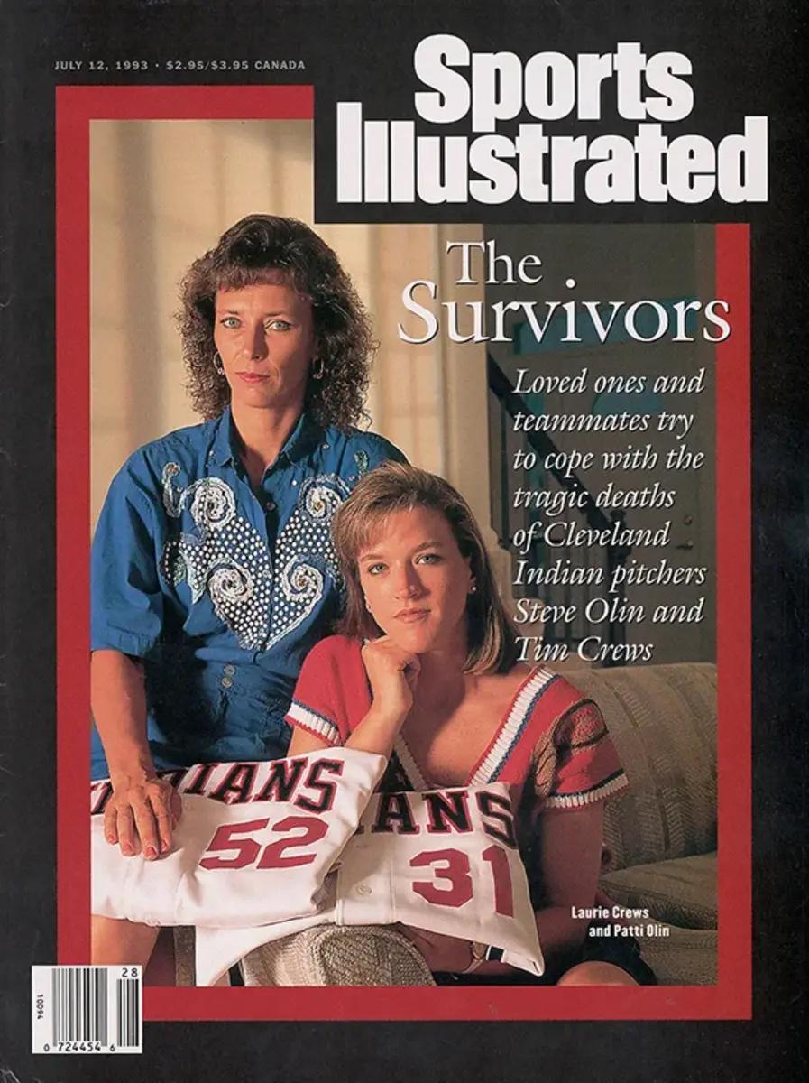 Widows of Cleveland pitchers Steve Olin and Tim Crews on the cover of Sports Illustrated