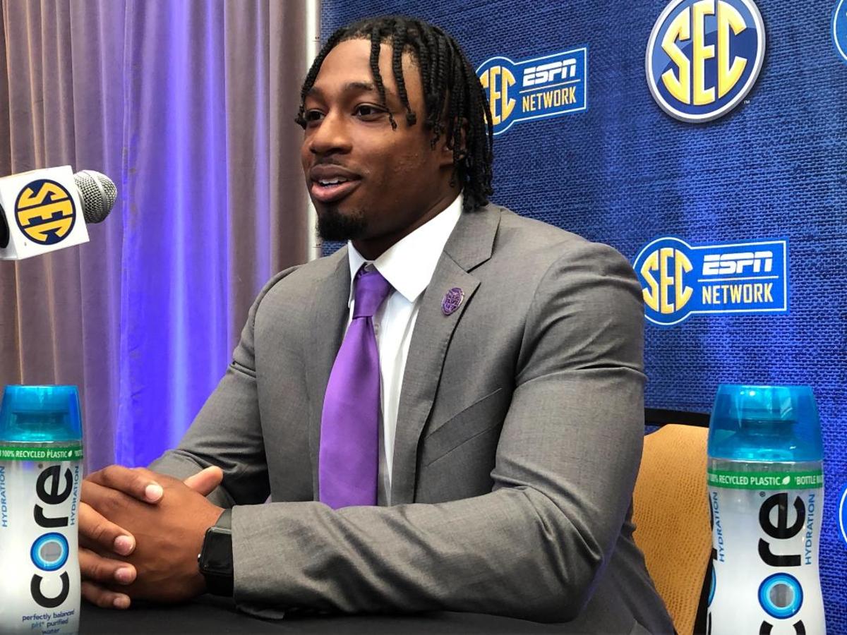 LSU defensive end BJ Ojulari at SEC Media Days July 18, 2022 at the College Football Hall of Fame