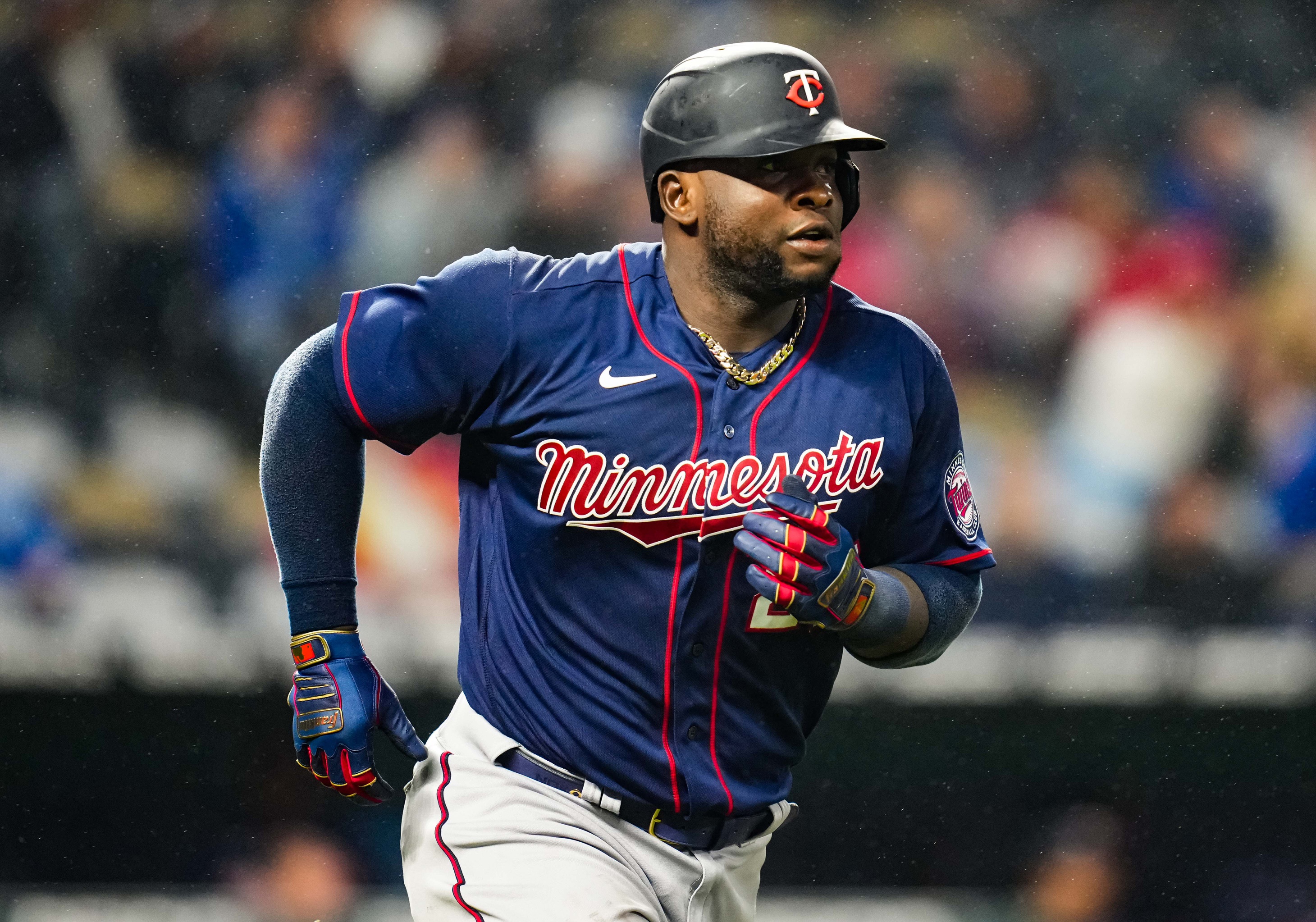 Minnesota Twins first baseman Miguel Sano (22) sets up for a play