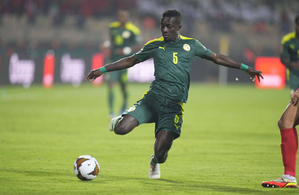 Idrissa Gueye strikes the ball during Senegal versus Equatorial Guinea at AFCON 2021