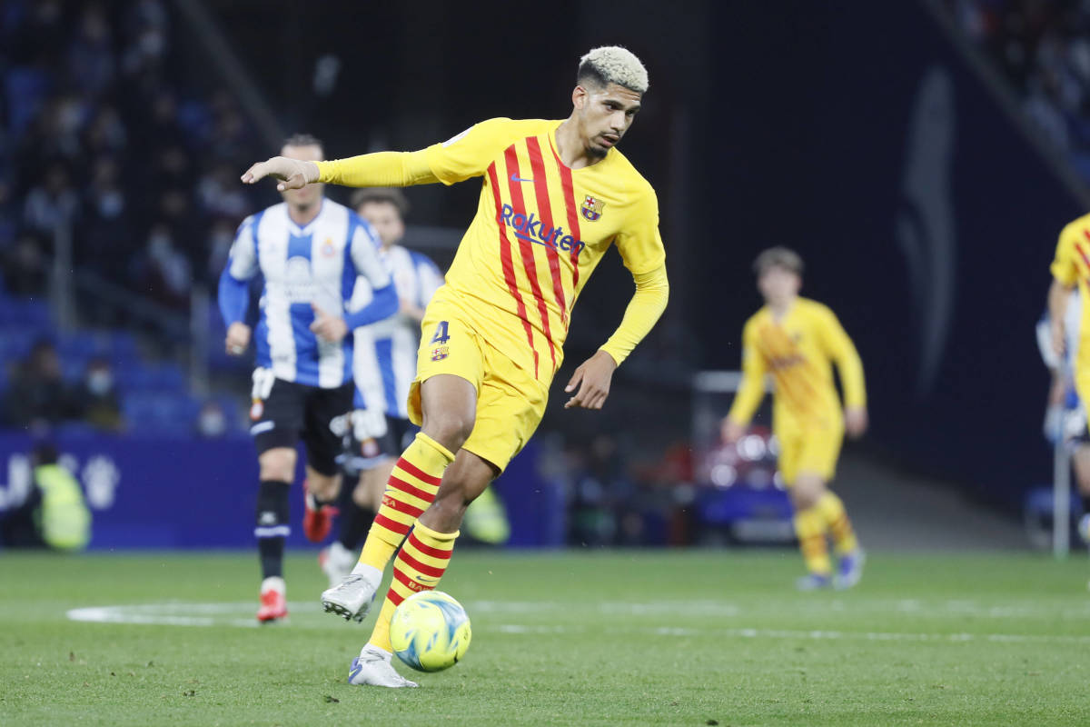 Ronald Araujo pictured in action for Barcelona at Espanyol in February 2022