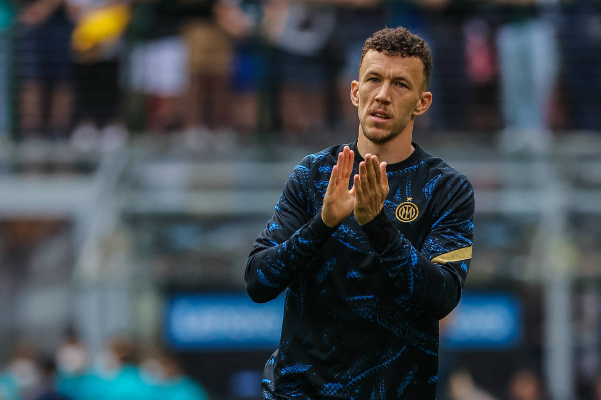 Ivan Perisic pictured warming up ahead of his final appearance for Inter Milan in May 2022