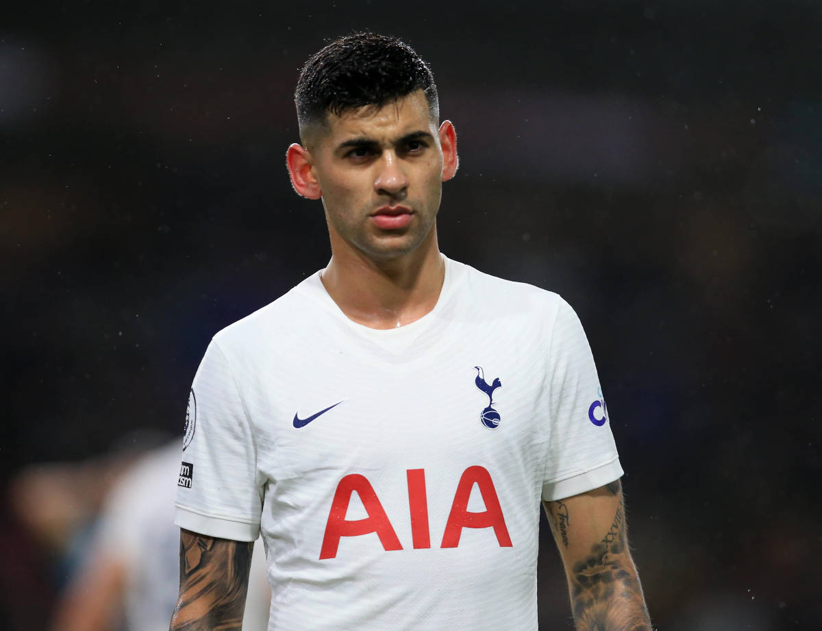 Cristian Romero pictured during Tottenham's game with Burnley in February 2022