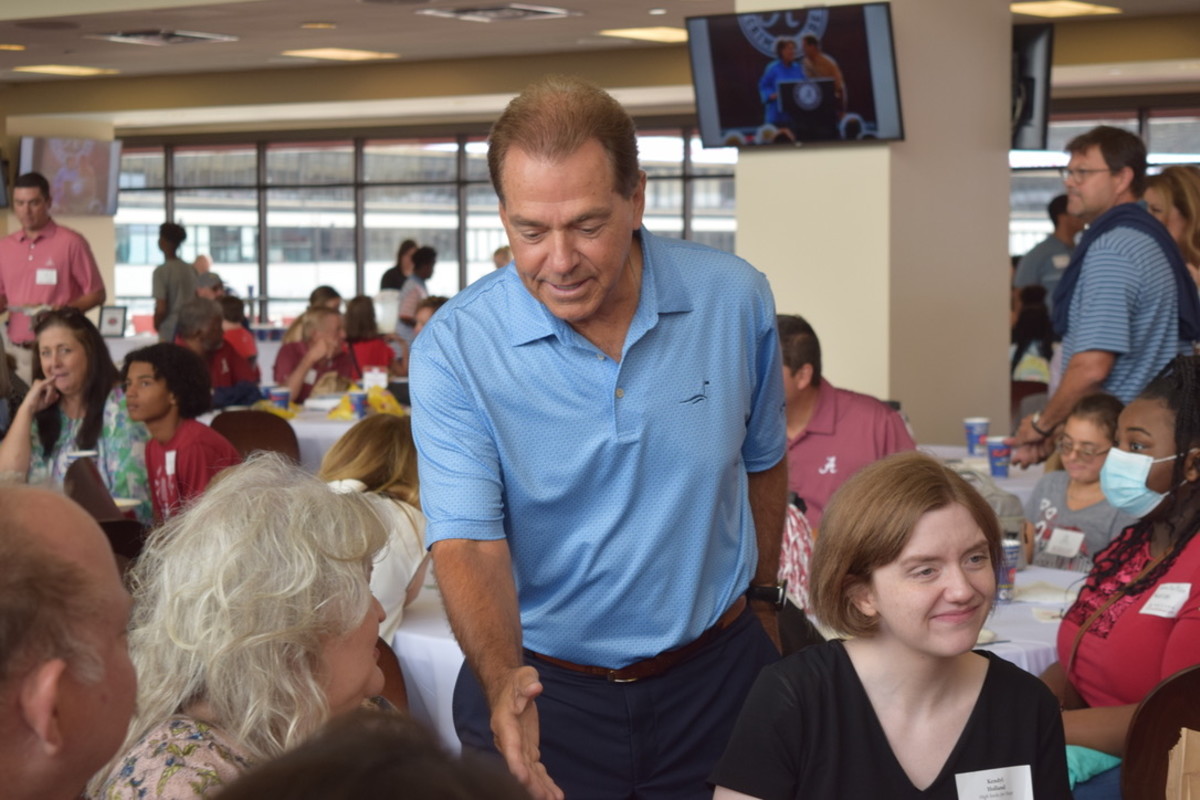 Nick Saban thanks supporters at Nick's Kid's luncheon