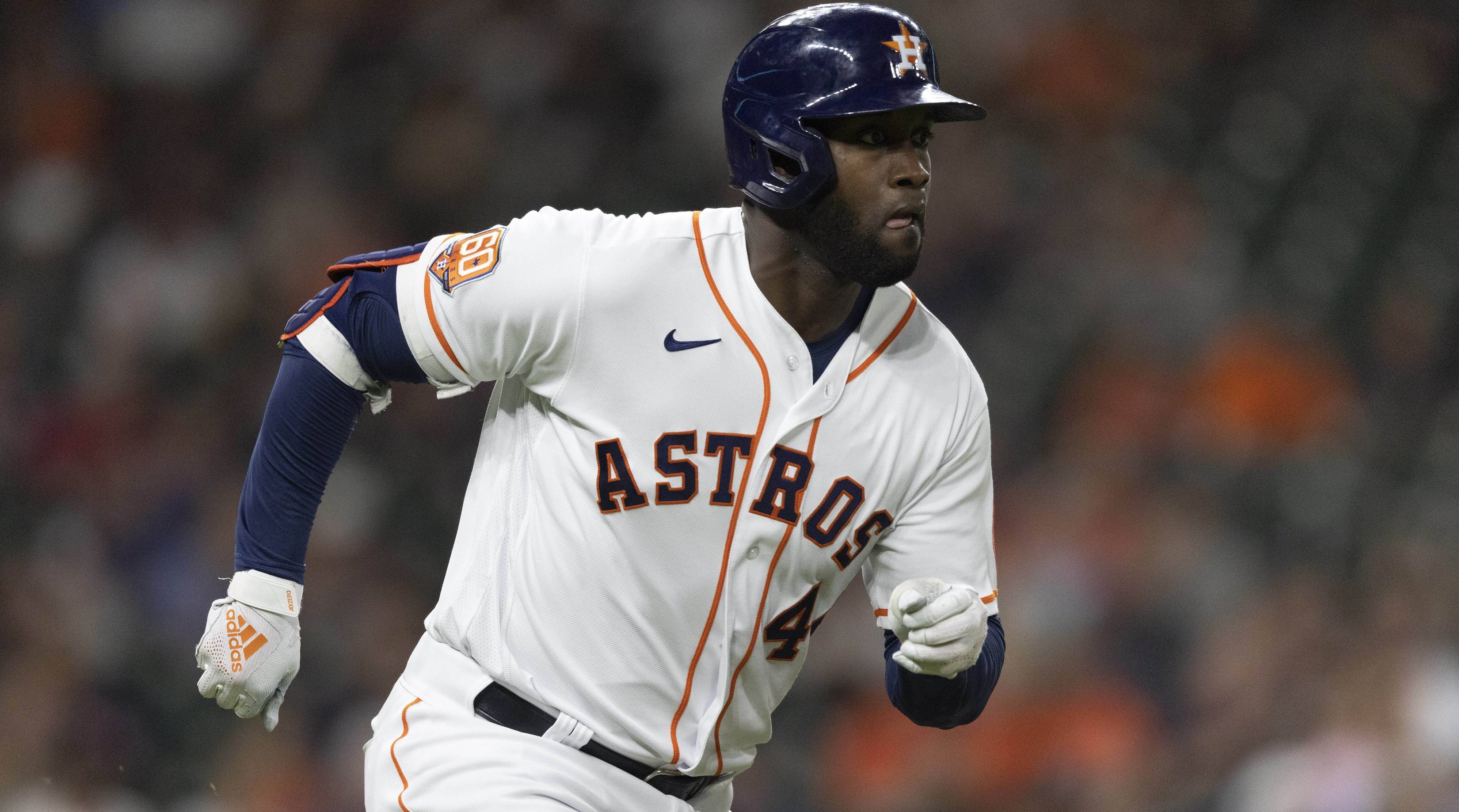 Houston Astros' Yordan Alvarez gets away with four-strike at-bat