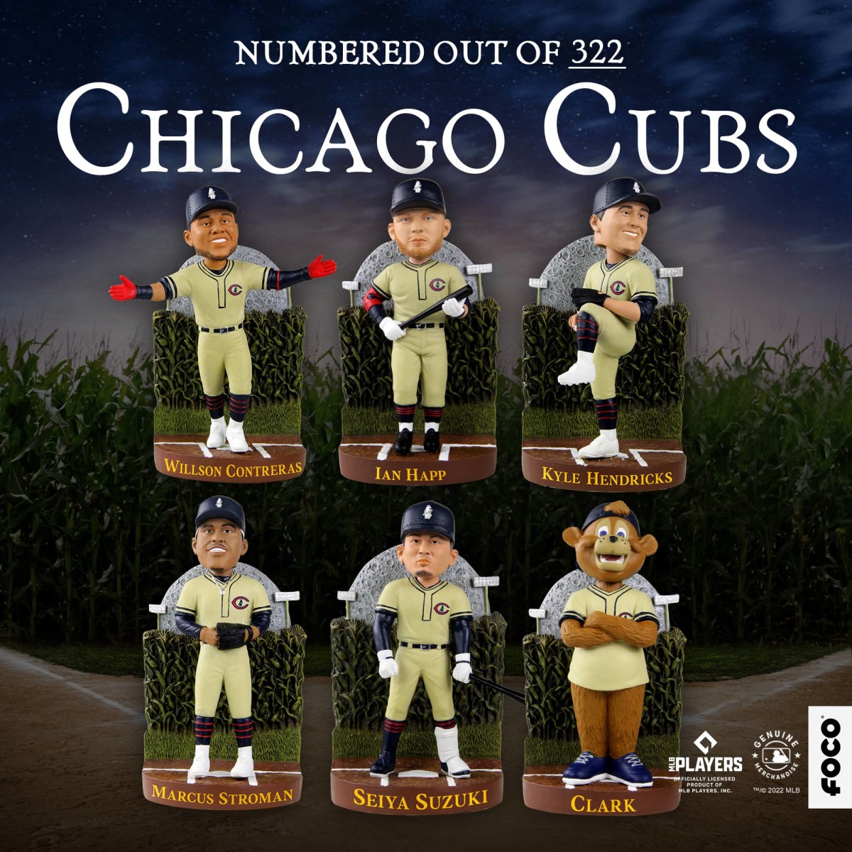 FOCO USA Releases Exclusive Chicago Cubs 'Field of Dreams' Bobbleheads