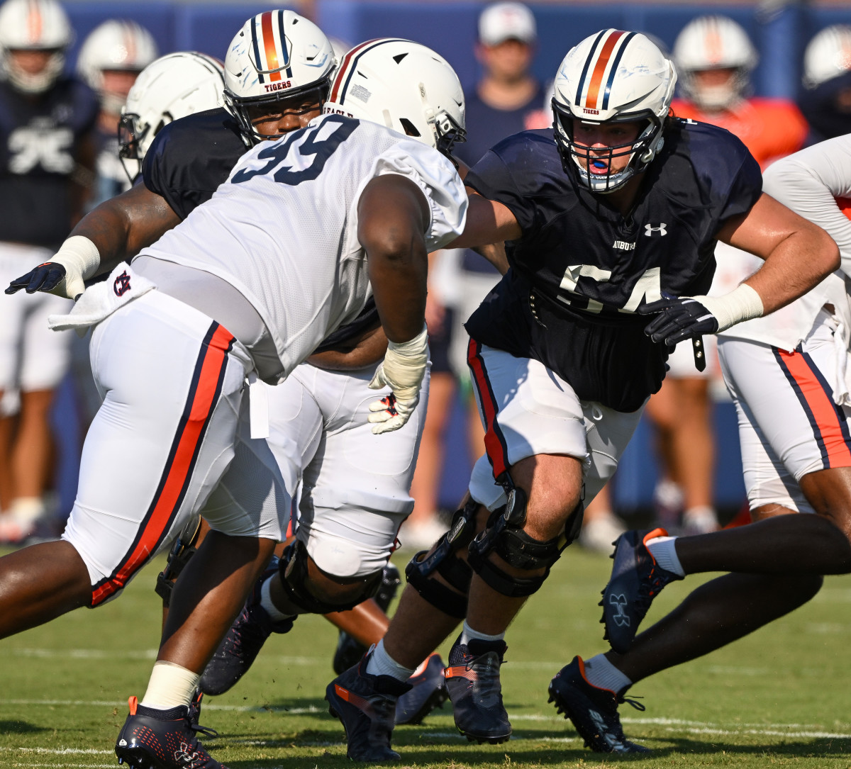 Tate Johnson (54), Jayson Jones (99)Auburn football practice Tue. Aug. 16, 2022 in Auburn, Ala. Todd Van Emst/AU Athletics