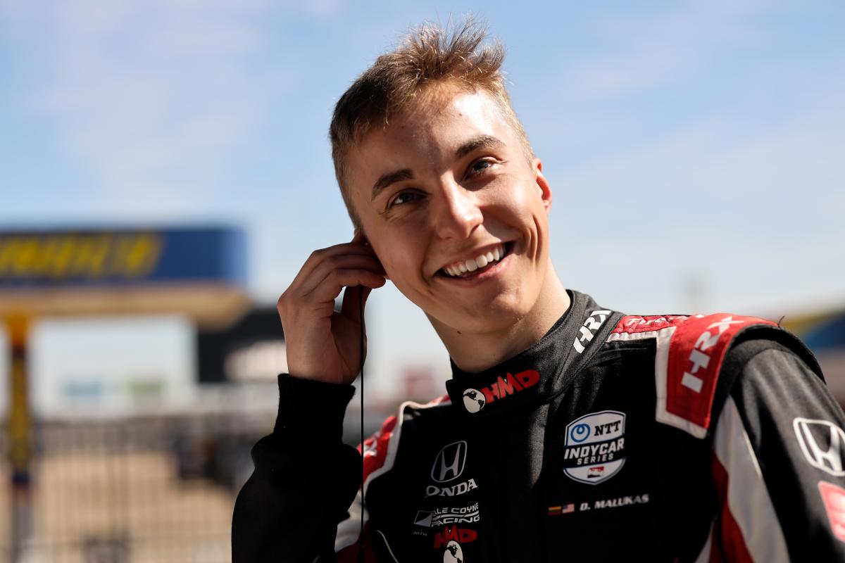 David Malukas had all kinds of reasons to smile after finishing a surprising runner-up in Saturday's Bommarito Auto Group 500 at WorldWide Technology Raceway near St. Louis. If he had maybe a couple more laps, Malukas might have caught and passed Josef Newgarden for the win. Photo courtesy IndyCar / Joe Skibinski.