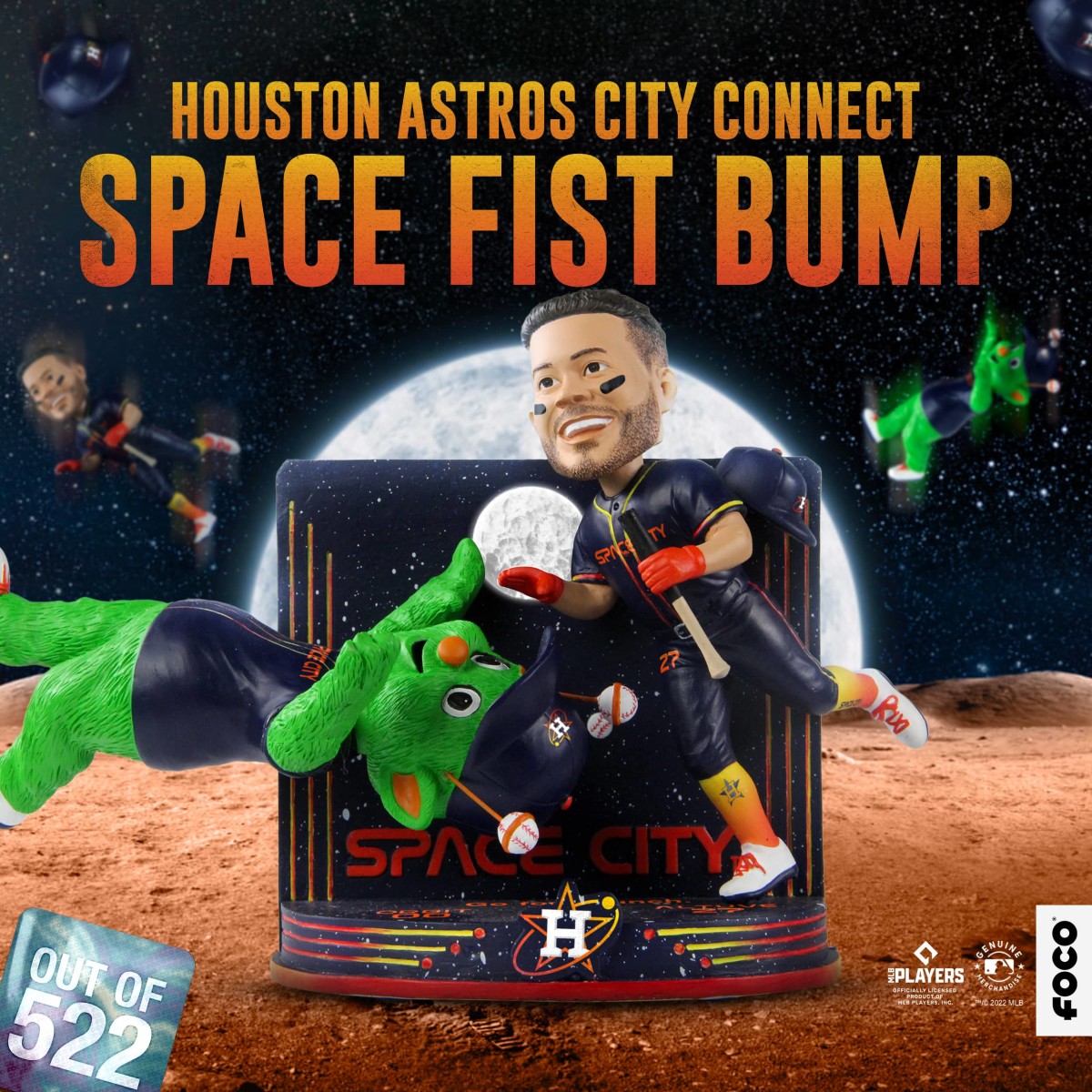 Orbit Houston Astros 2022 World Series Champions Orange Jersey Mascot FOCO