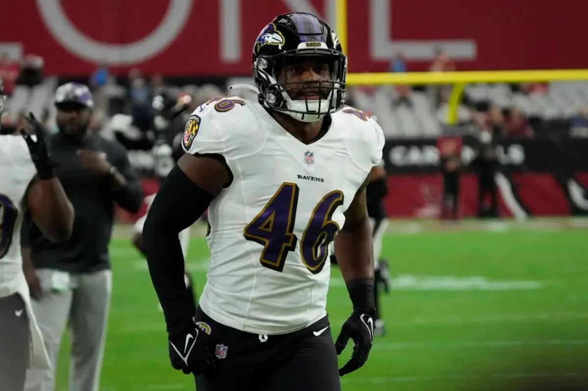 Baltimore Ravens linebacker Josh Ross (51) runs during an NFL preseason  football game against the Washington Commanders, Monday, August 21, 2023 in  Landover. (AP Photo/Daniel Kucin Jr Stock Photo - Alamy