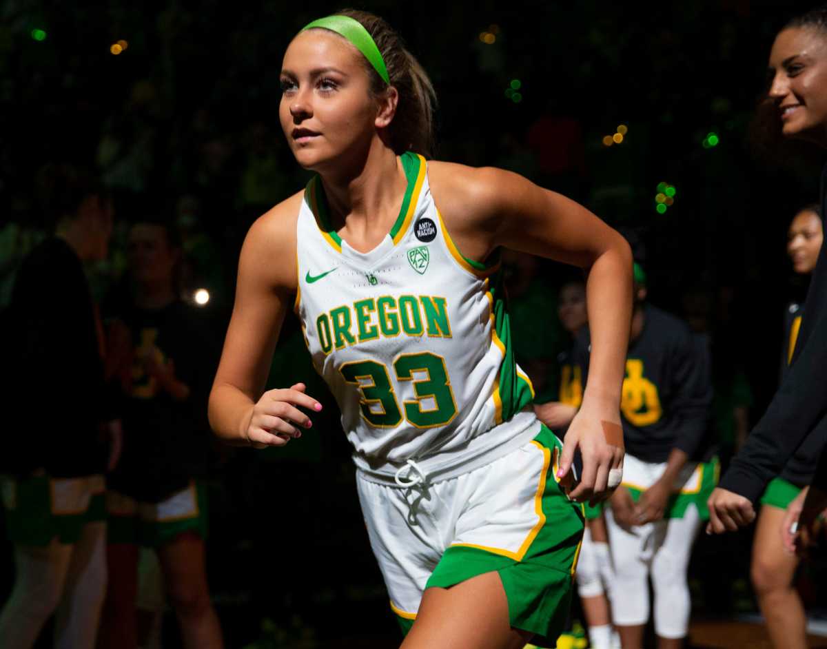 Sydney Parrish takes the court during team introductions.