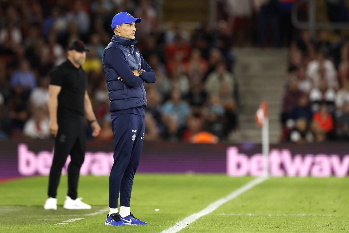 Chelsea manager Thomas Tuchel pictured on the touchline during his side's 2-1 defeat at Southampton in August 2022