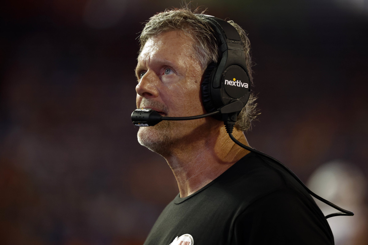 Utah Utes head coach Kyle Whittingham looks on during the second half against the Florida Gators at Steve Spurrier-Florida Field.