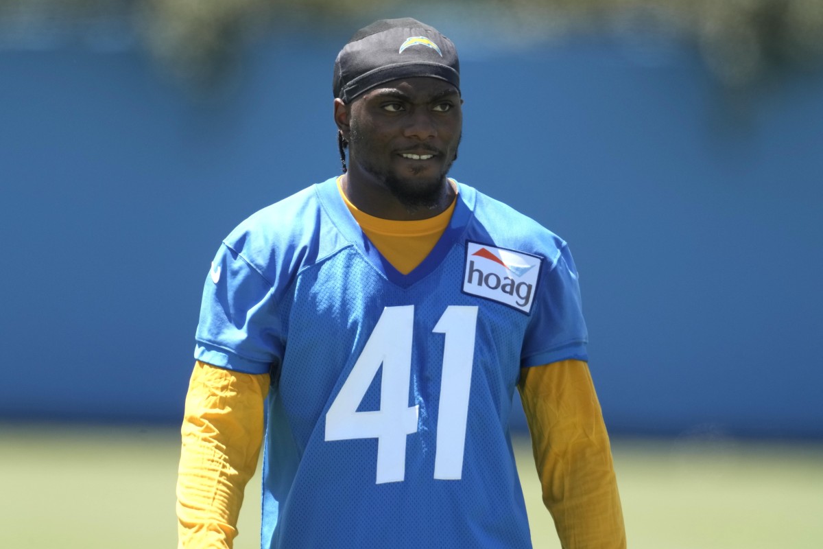 Los Angeles Chargers safety Raheem Layne (41) during rookie minicamp at the Hoag Performance Center.