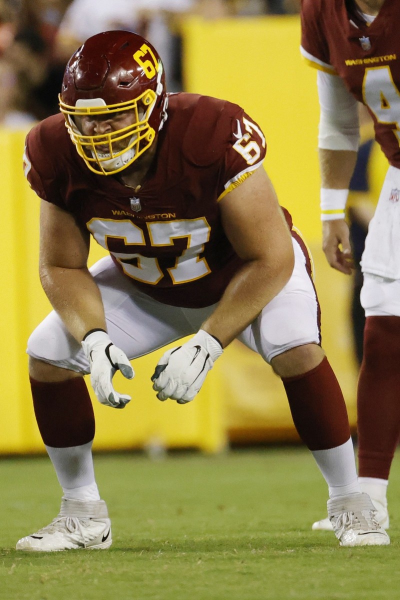 Washington Football Team offensive guard Wes Martin (67) lines up against the Cincinnati Bengals at FedExField.