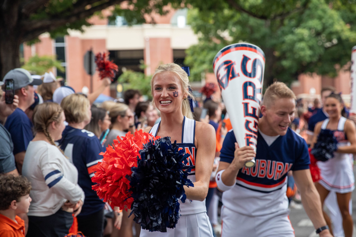 The Auburn Cheerleaders lead out for Tiger Walk prior to the San Jose State vs Auburn game on Saturday, Sept. 10, 2022.