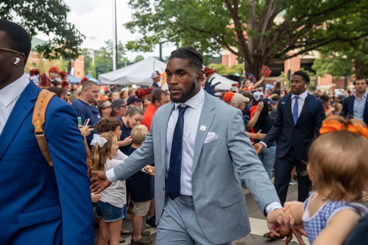 The Auburn Tigers interact with fans in the traditional Tiger Walk prior to the San Jose State vs Auburn game on Saturday, Sept. 10, 2022.