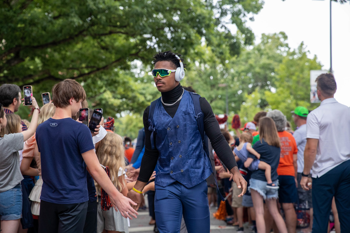 The Auburn Tigers interact with fans in the traditional Tiger Walk prior to the San Jose State vs Auburn game on Saturday, Sept. 10, 2022.