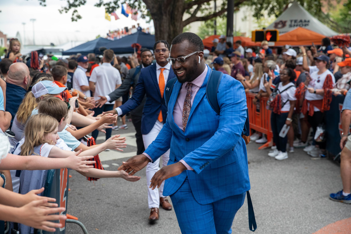 The Auburn Tigers interact with fans in the traditional Tiger Walk prior to the San Jose State vs Auburn game on Saturday, Sept. 10, 2022.