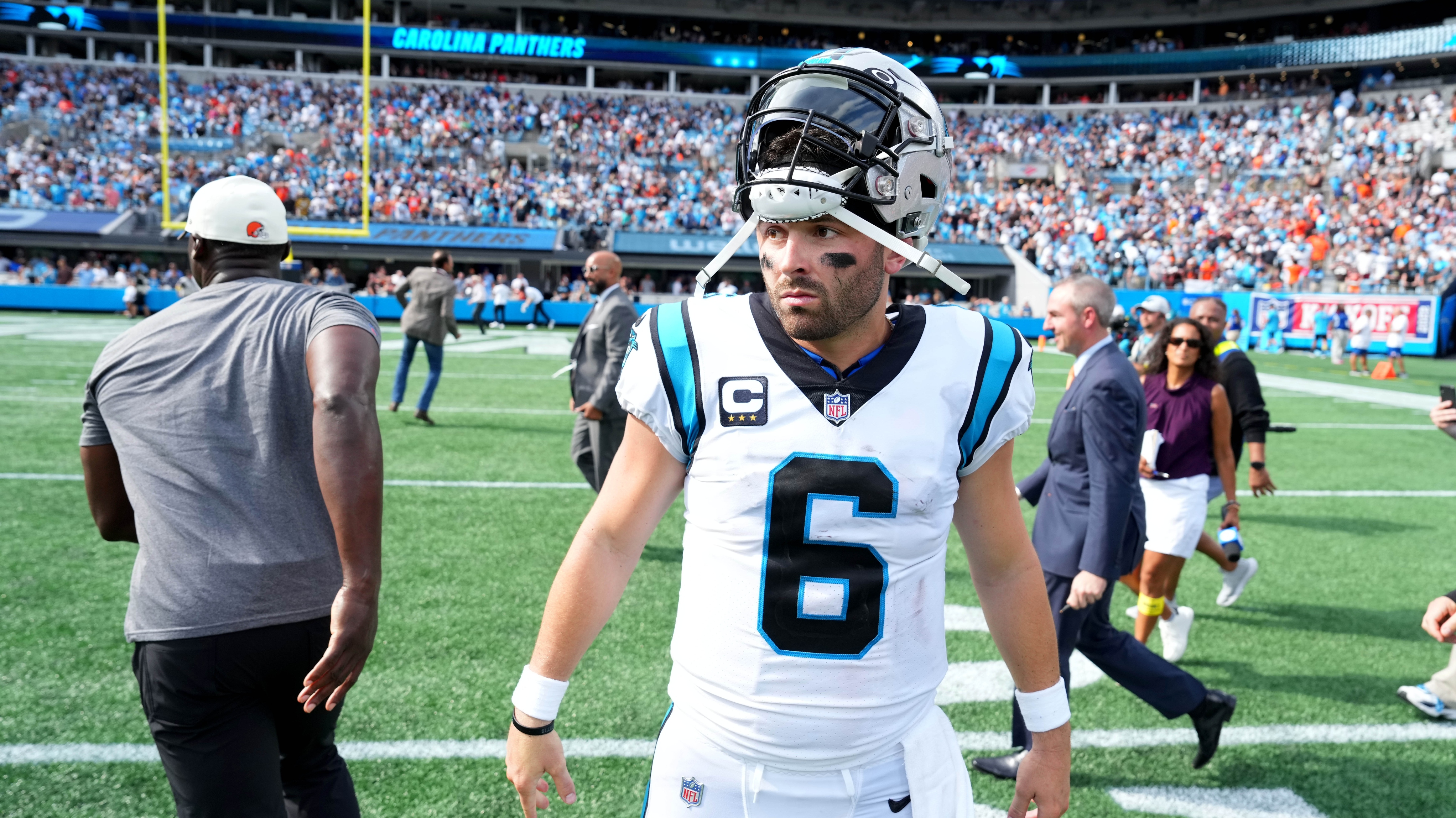 Panthers' Baker Mayfield reacts after loss to the Browns - Sports  Illustrated