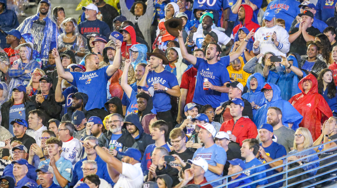 KU football game paused for lightning delay