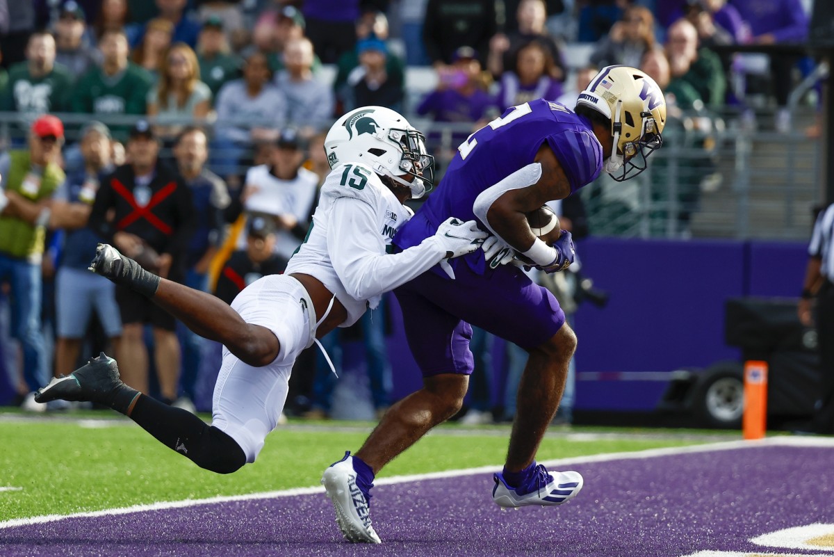 Ja'Lynn Polk had three touchdown catches against Michigan State in the first three quarters.