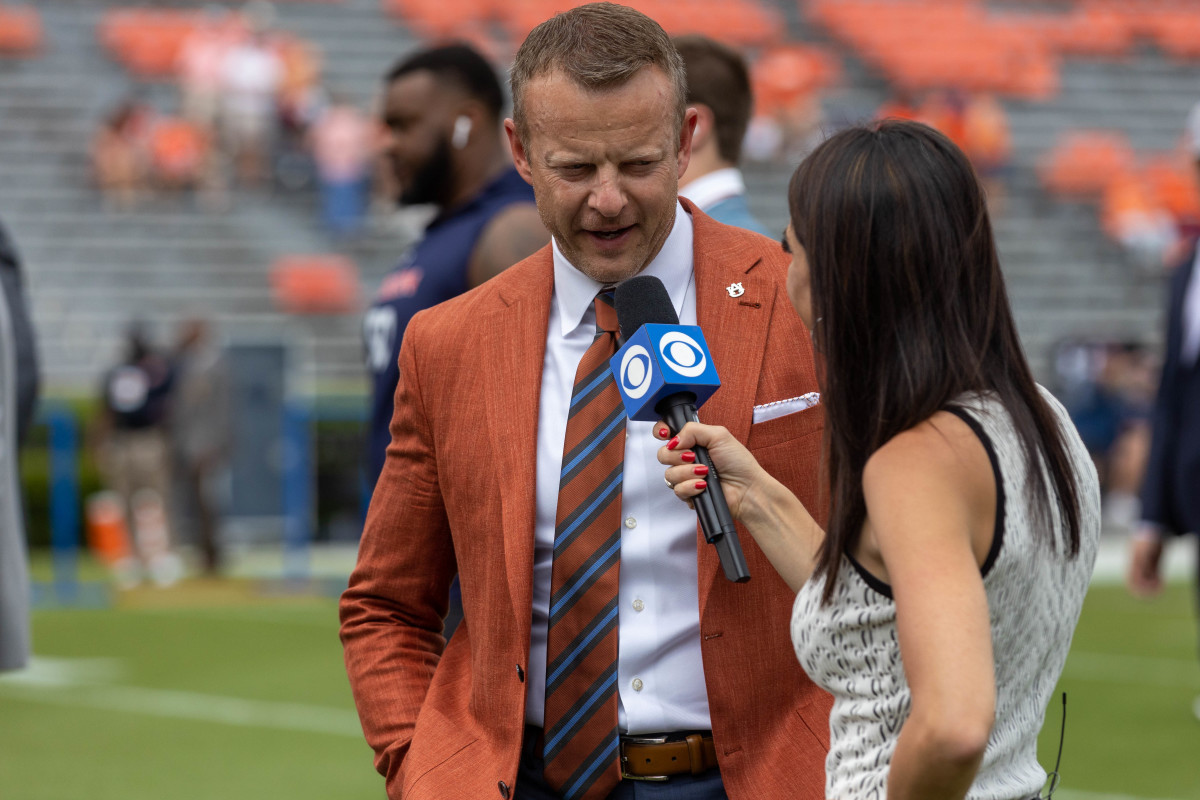 Auburn Tigers head coach Bryan Harsin does his pregame interview prior to the Penn State vs Auburn game on Saturday, Sept. 17, 2022.