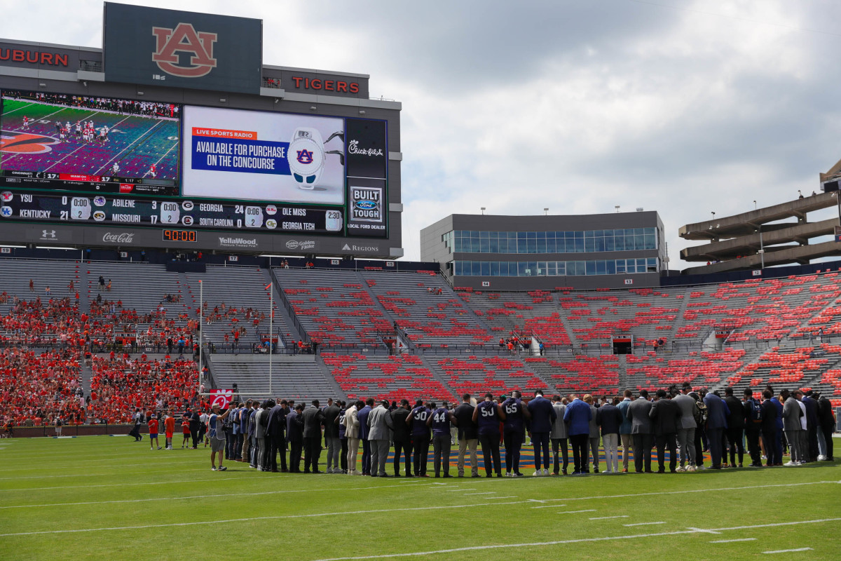 Pregame prayer at mid-field prior to the Penn State vs Auburn game on Saturday, Sept. 17, 2022.