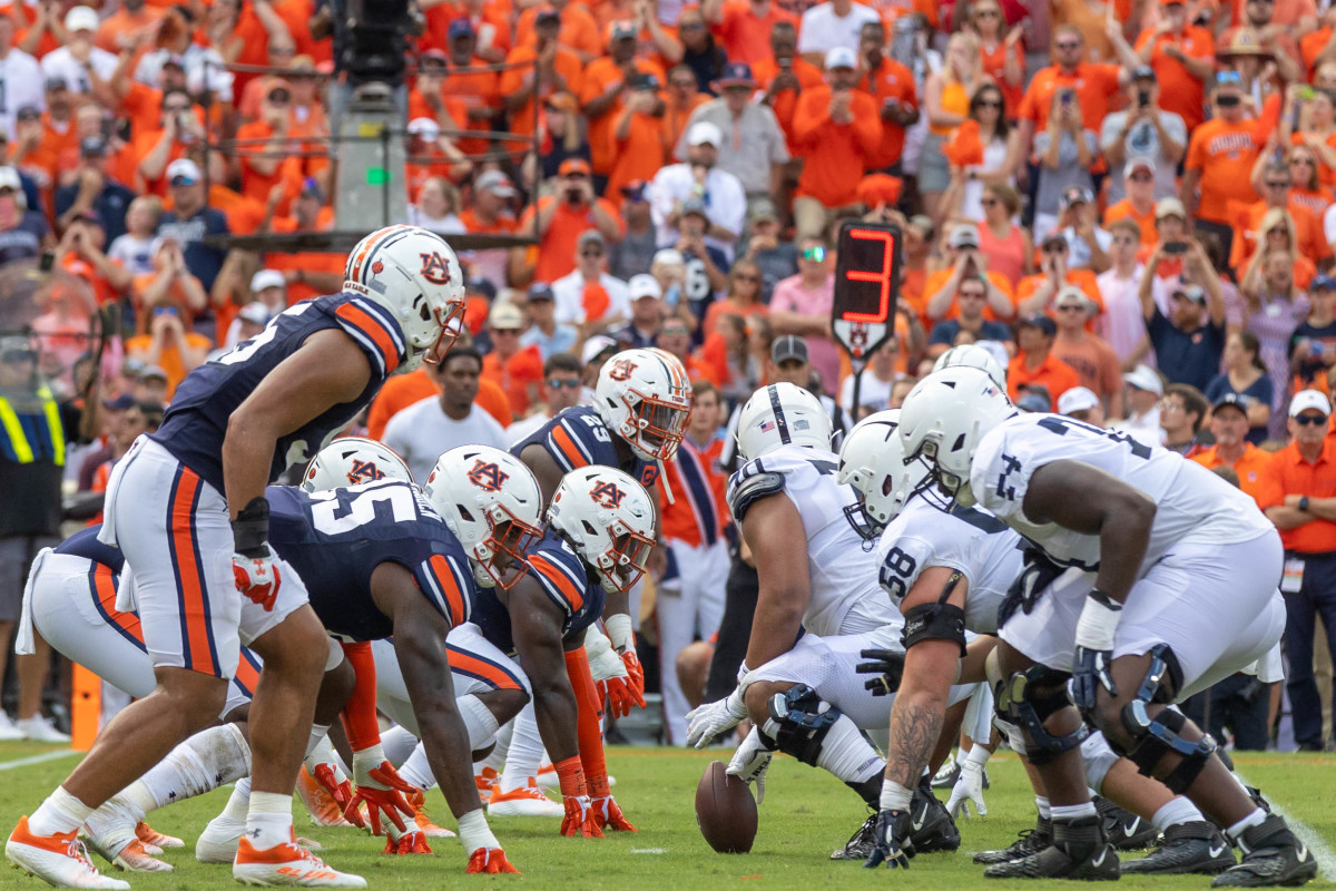 Auburn football's defensive line vs the Penn State offensive line.