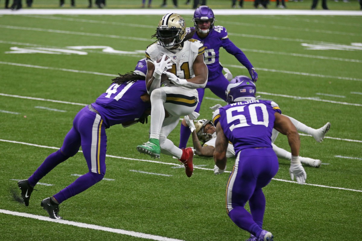 The New Orleans Saints take on the Minnesota Vikings during an NFL