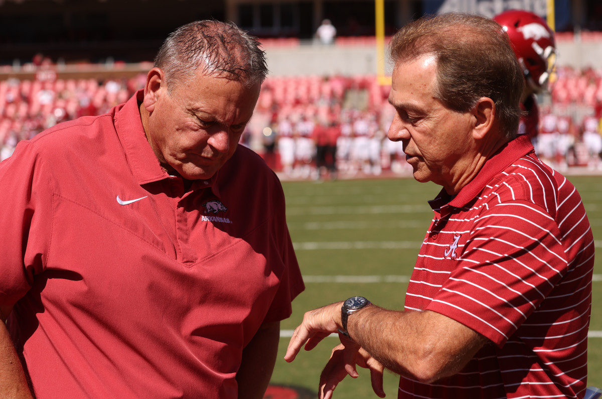 Nick Saban and Sam Pittman