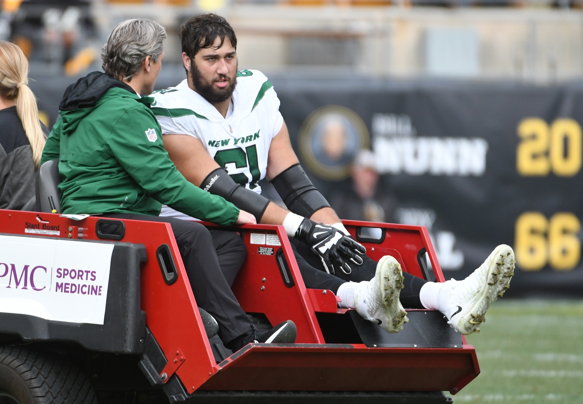 New York Jets offensive tackle Max Mitchell (61) in action against