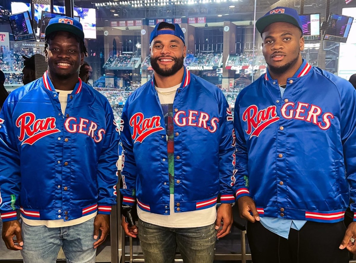 Cowboys stars Michael Gallup, Dak Prescott and Micah Parsons (left to right) at a Rangers game last fall.