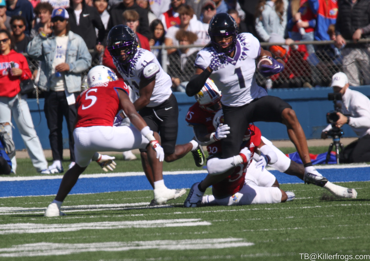 Quentin Johnston against the Kansas Jayhawks on October 8, 2022