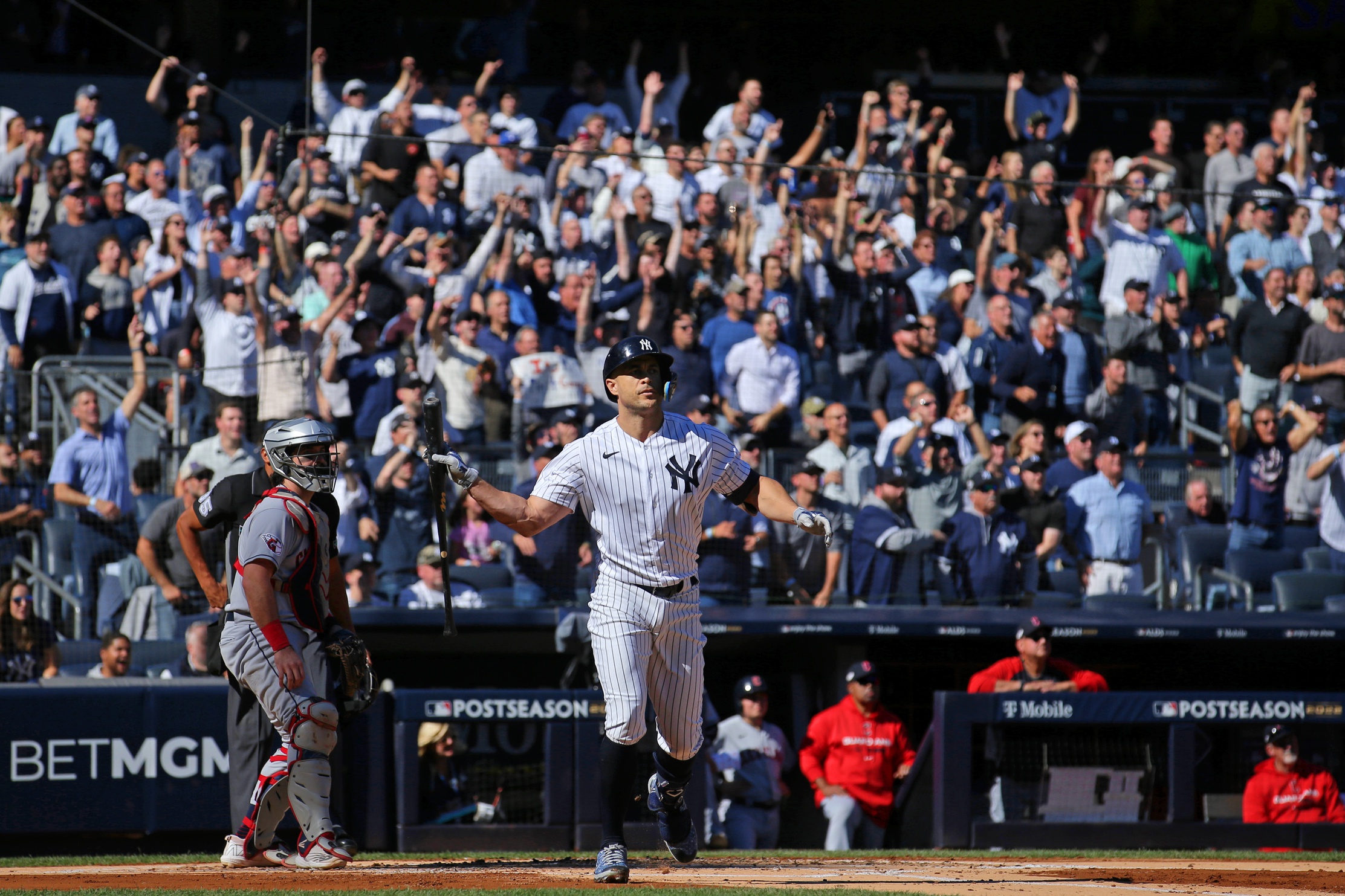 Giancarlo Stanton Crushes Home Run Against Cleveland Guardians After ...