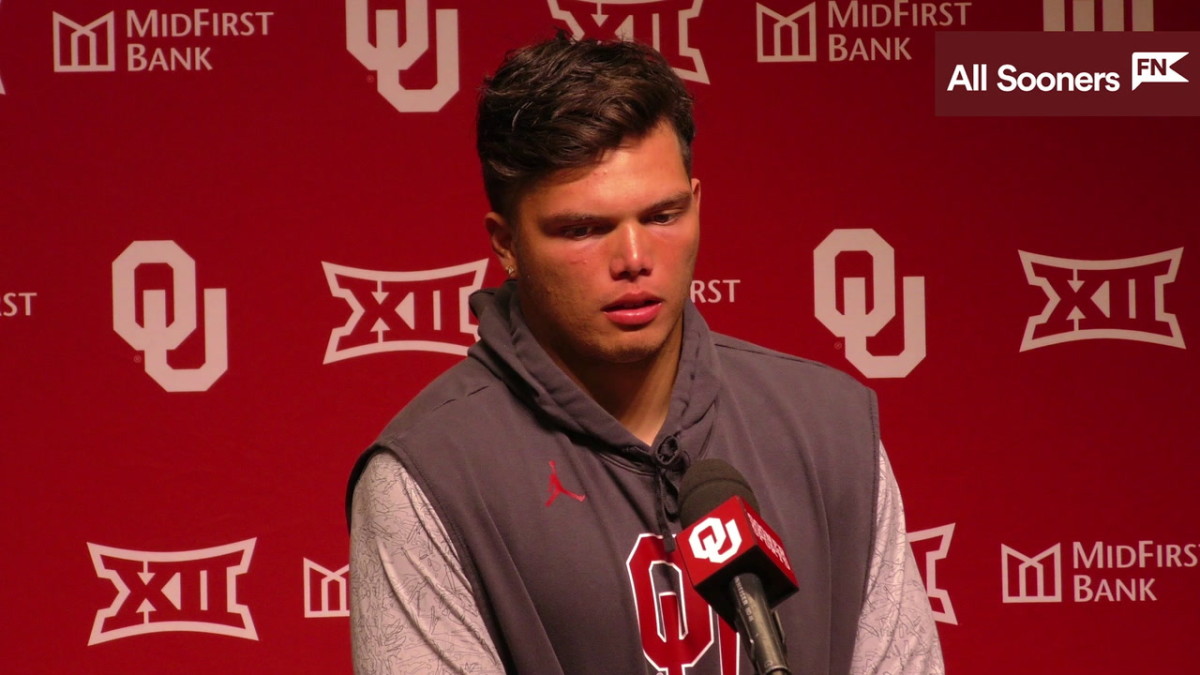 WATCH: Oklahoma QB Dillon Gabriel Kansas Postgame - Sports Illustrated ...