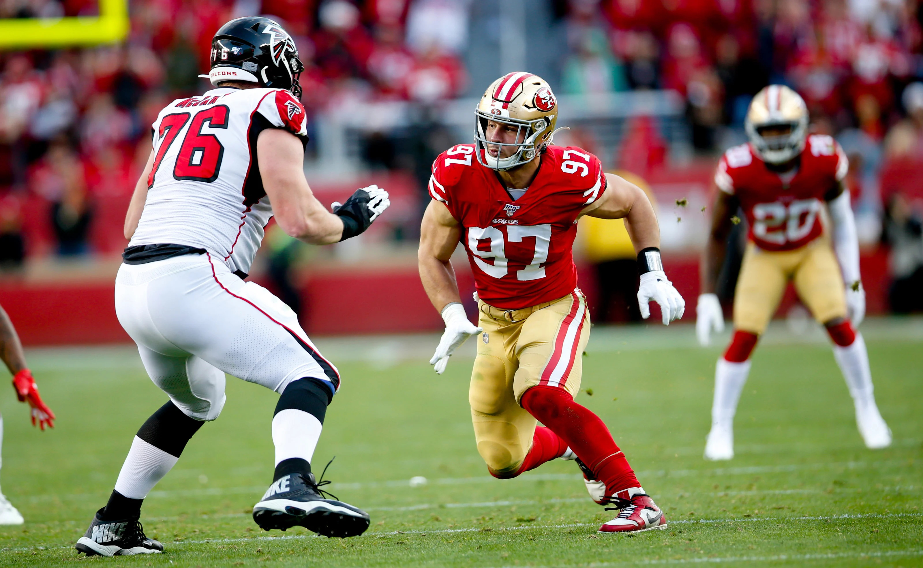 San Francisco 49ers DE Nick Bosa Dealing with Groin Injury; Will He Play  vs. Atlanta Falcons? - Sports Illustrated Atlanta Falcons News, Analysis  and More