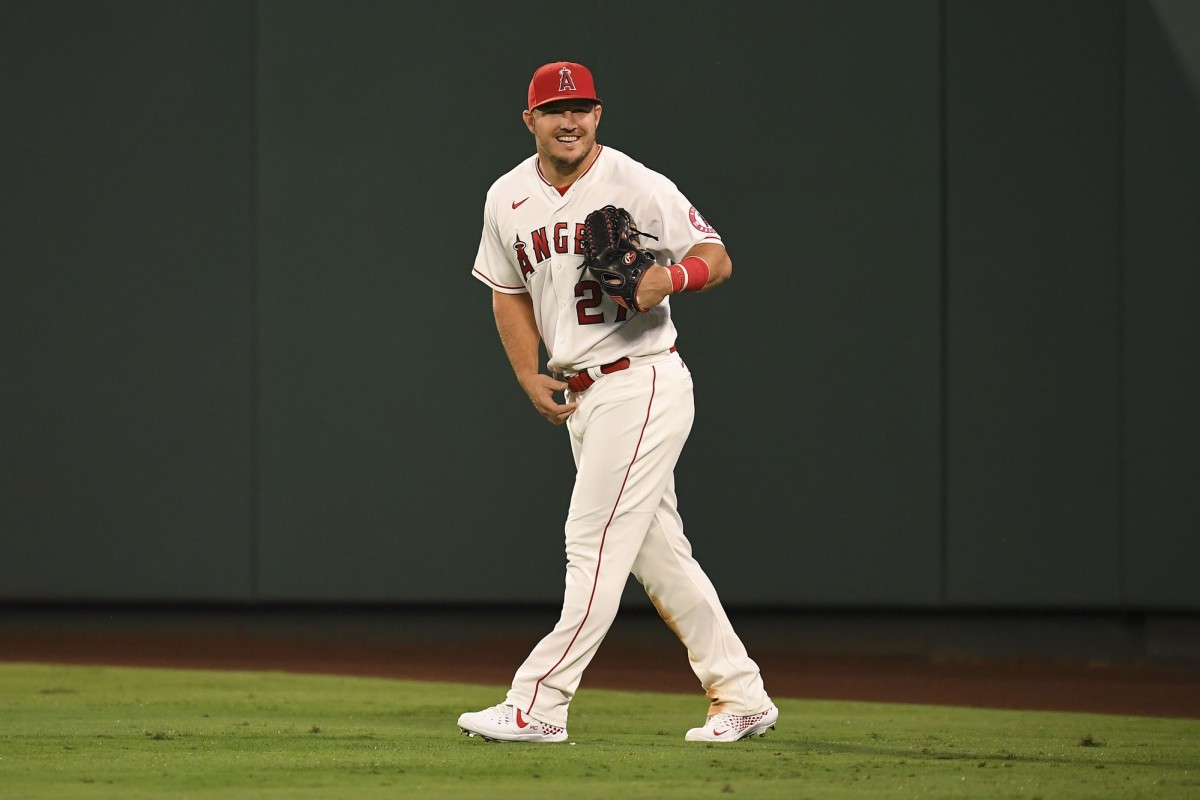 Los Angeles Angels center fielder and diehard Eagles fan Mike Trout takes  in the Eagles' 'Sunday Night Football' game against the Dallas Cowboys in  Week 6 of the 2022 NFL regular season