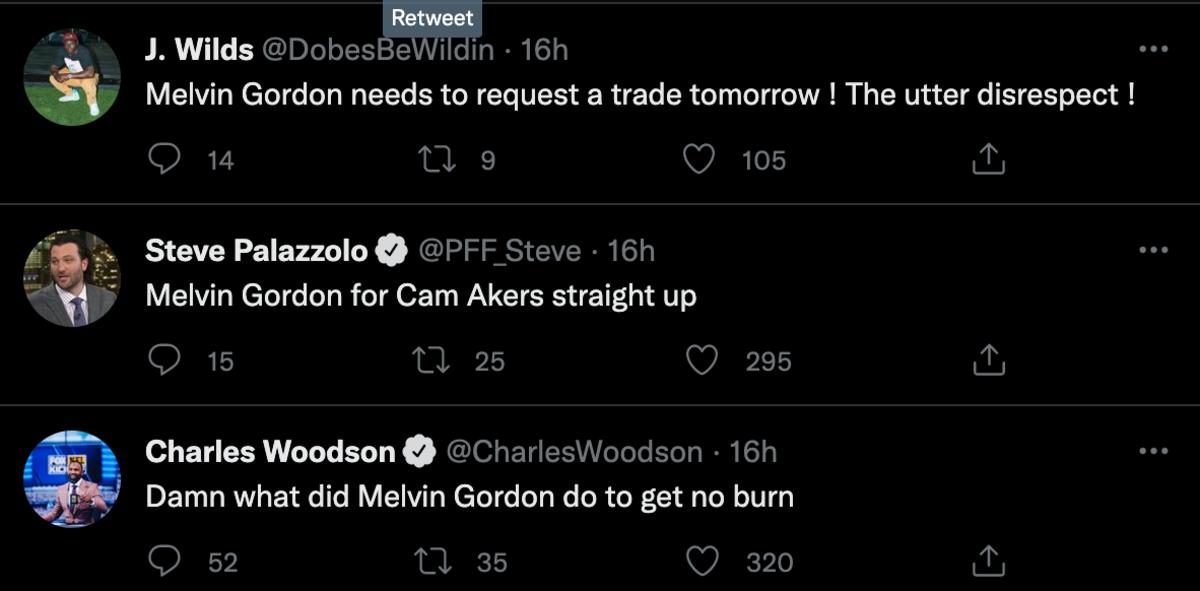 Melvin Gordon’s likes on Twitter.