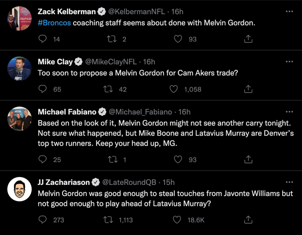 Melvin Gordon liked multiple tweets that criticized the Broncos coaching staff.