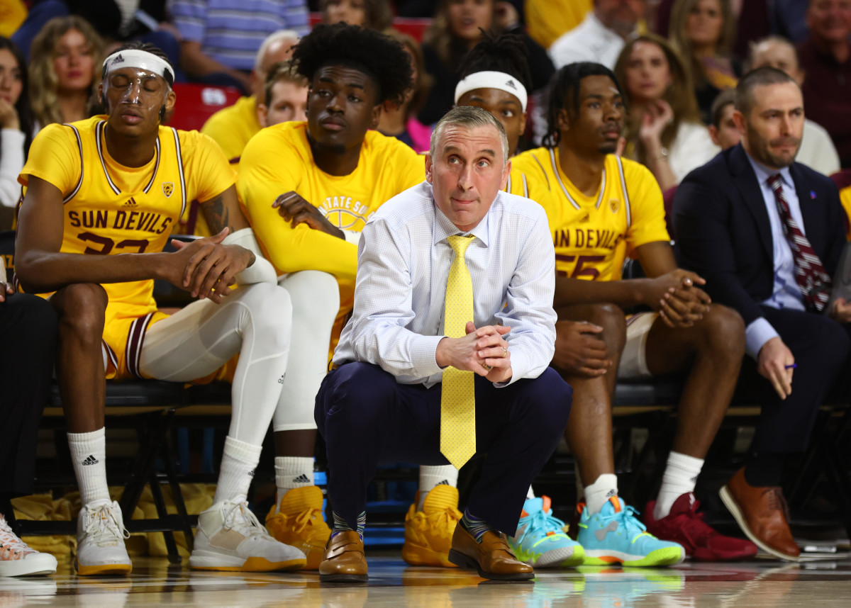 Arizona State Sun Devils head coach Bobby Hurley reacts against the Stanford Cardinal in the first half at Desert Financial Arena