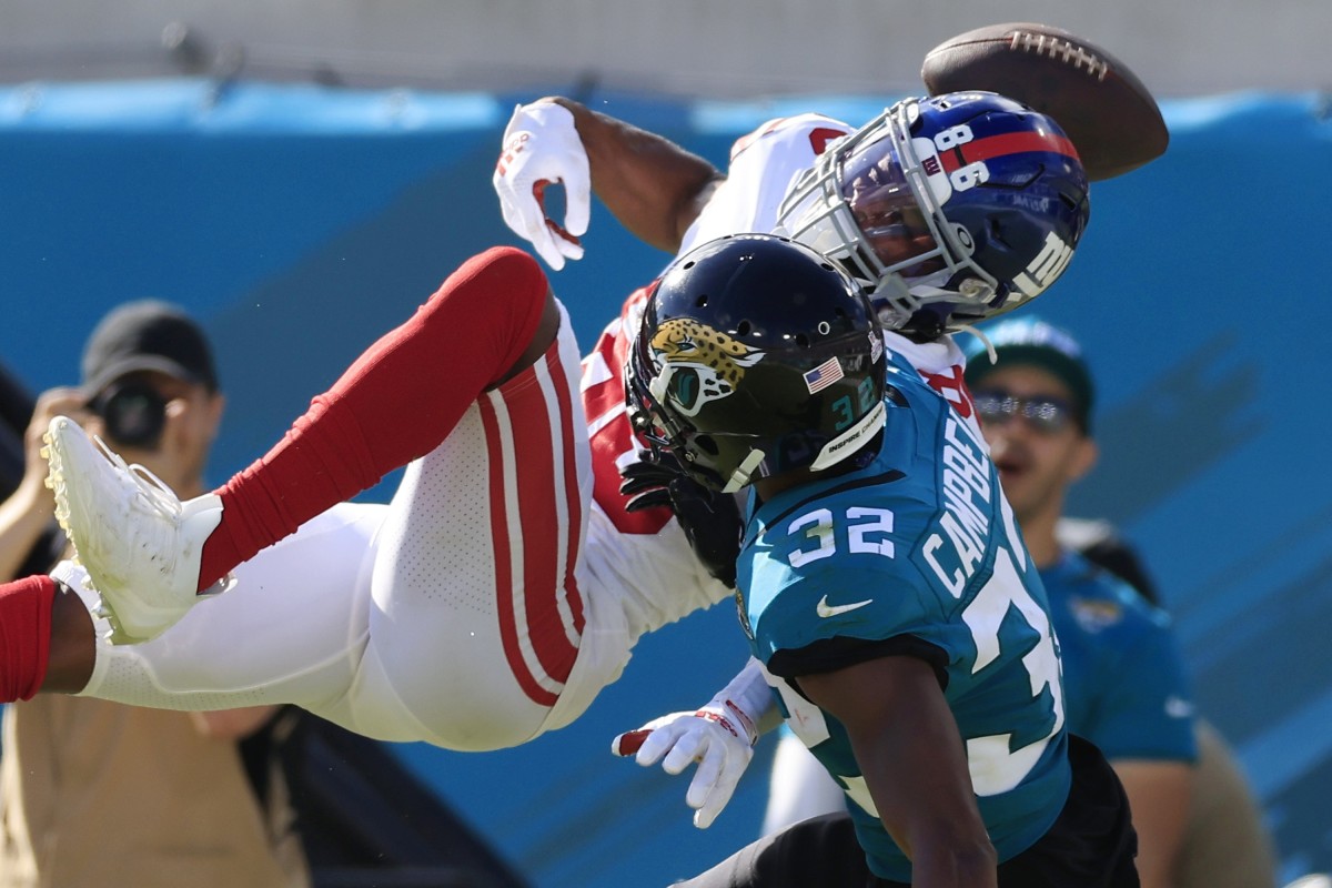 Jacksonville Jaguars cornerback Tyson Campbell (32) during an NFL football  game against the Denver Broncos at