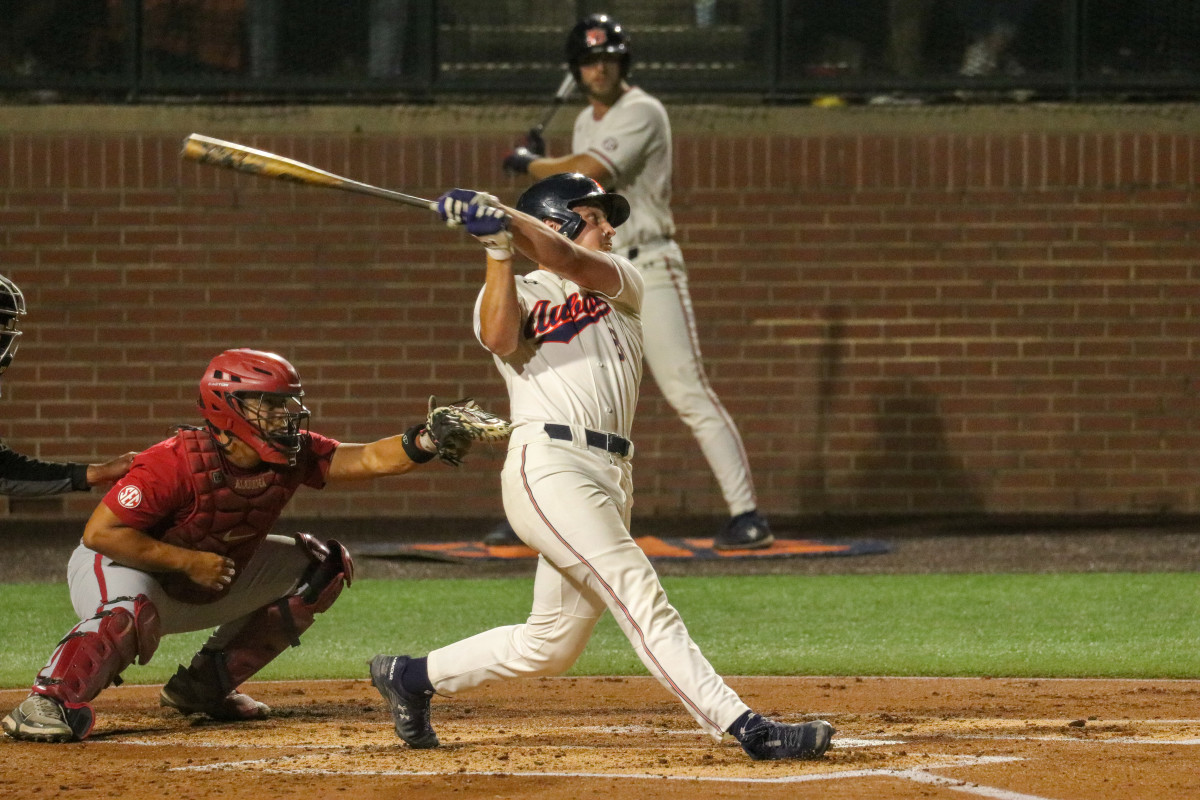 Bryson Ware at bat vs Alabama for Auburn baseball.