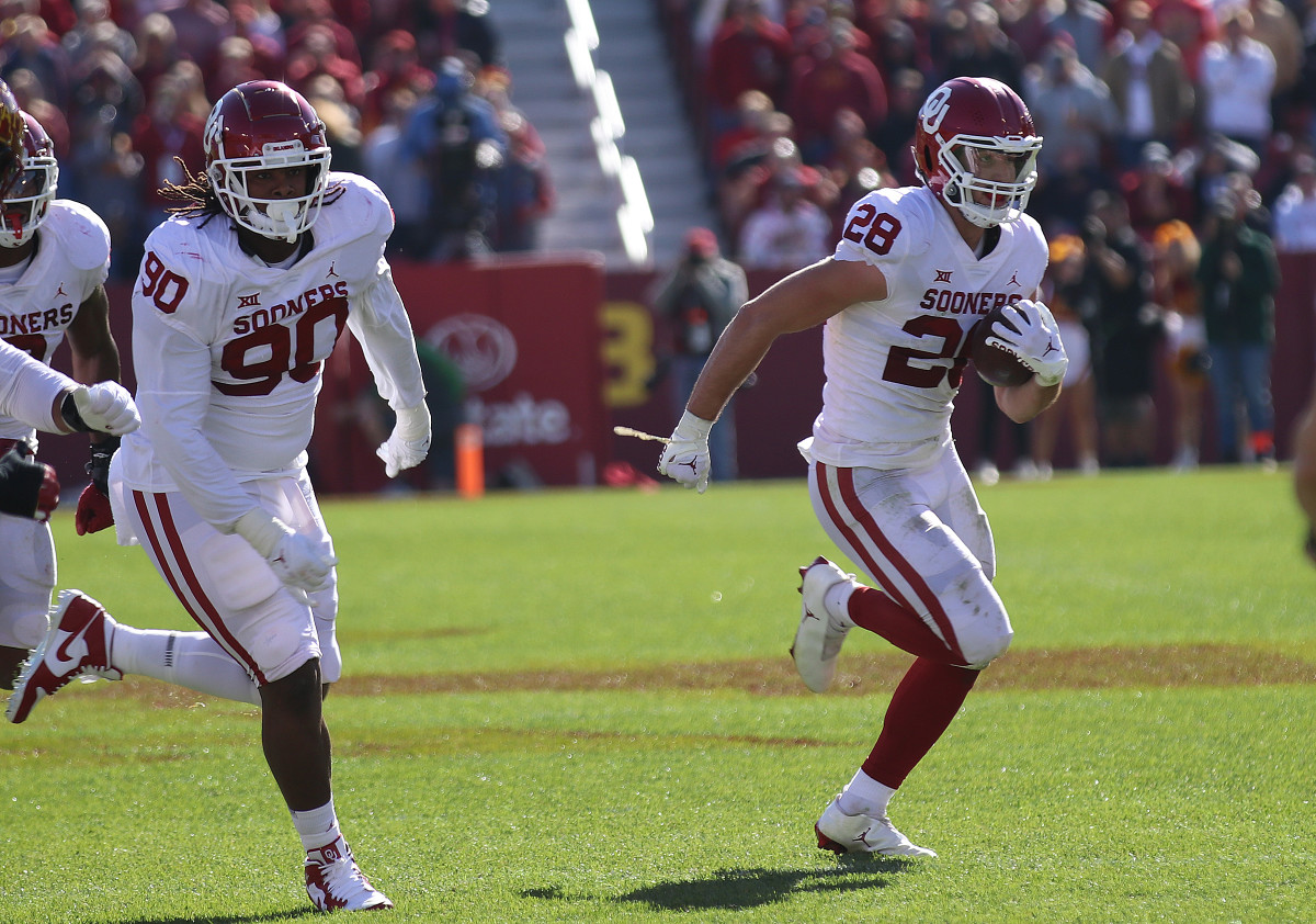 OU linebacker Danny Stutsman doubled his season interception count last week in Morgantown