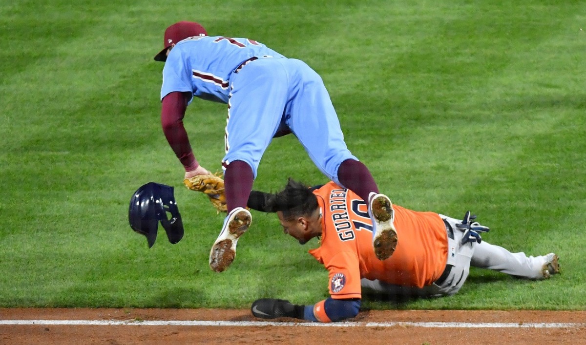 WATCH: Yuli Gurriel Exits World Series Game 5 After Colliding with Rhys  Hoskins - Fastball
