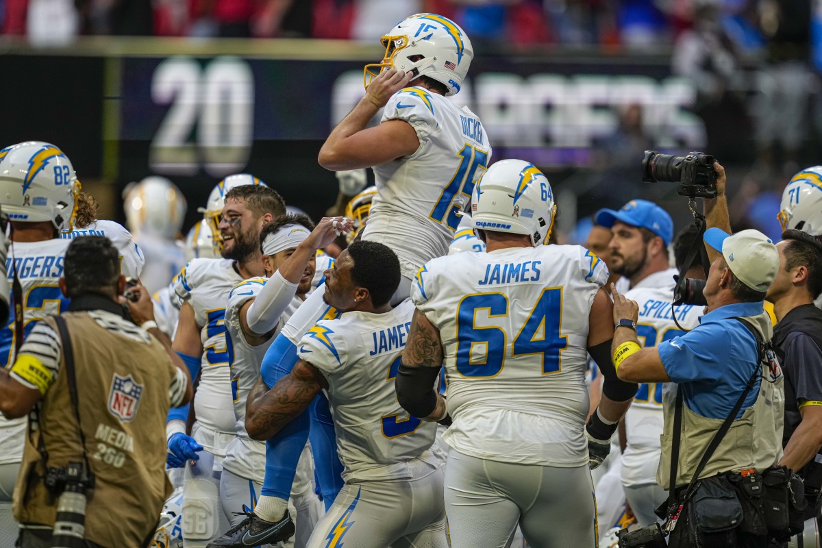 Falcons fumble on wild sequence sets up Chargers K Cameron Dicker