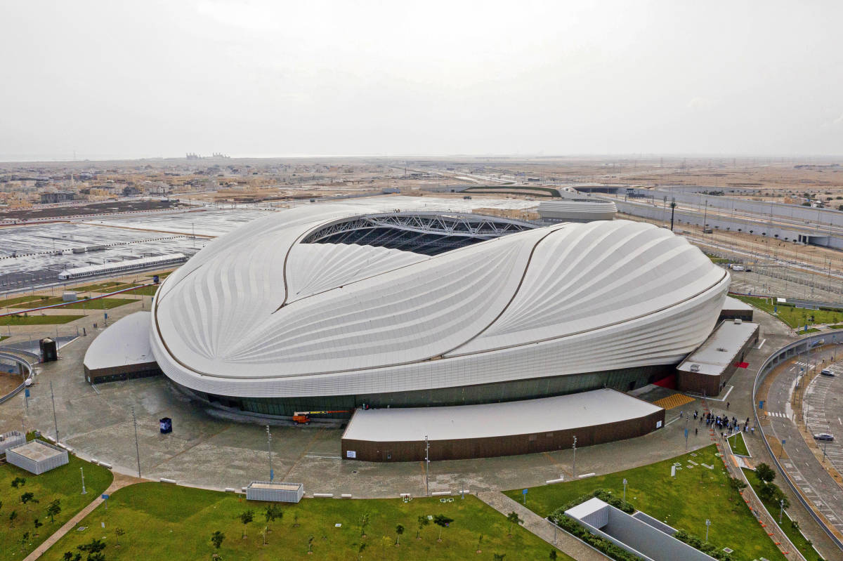 An aerial photo taken above Al Janoub Stadium in 2019